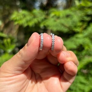 18K White Gold Plated Stainless Steel Diamond Hoop Earrings